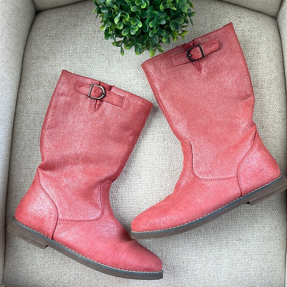 Hanna Andersson Karinne Girl's Glitter Riding Boot Fashion size 4 red/orange